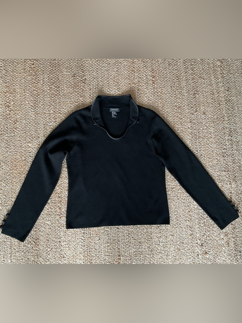 City silk stretch black large pullover sweater.